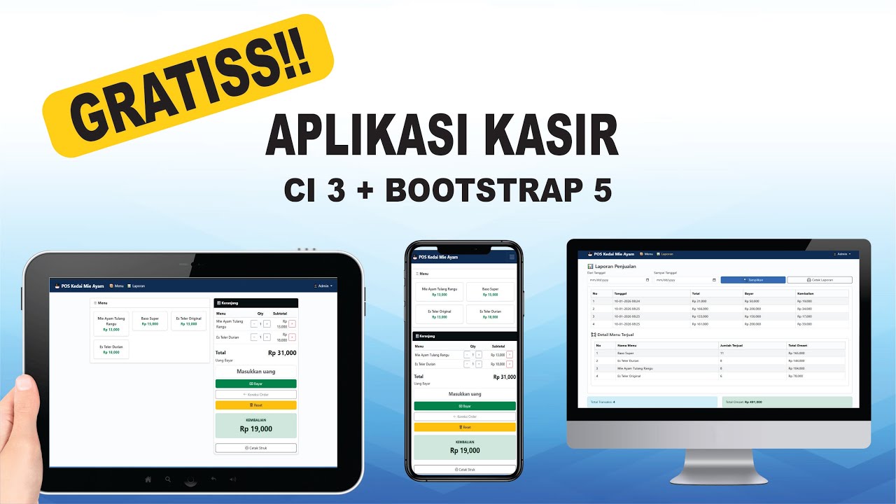 GRATISS!! Aplikasi Kasir dengan Codeigniter 3 dan Bootstrap 5 - YouTube