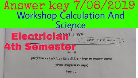 Answer key Workshop Calculation And Science 4th semester | technical Prem