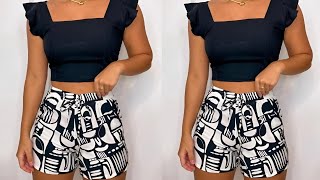 FIZ CONJUNTO DE SHORT E CROPPED / Fica lindo VEJA - Costura para iniciantes