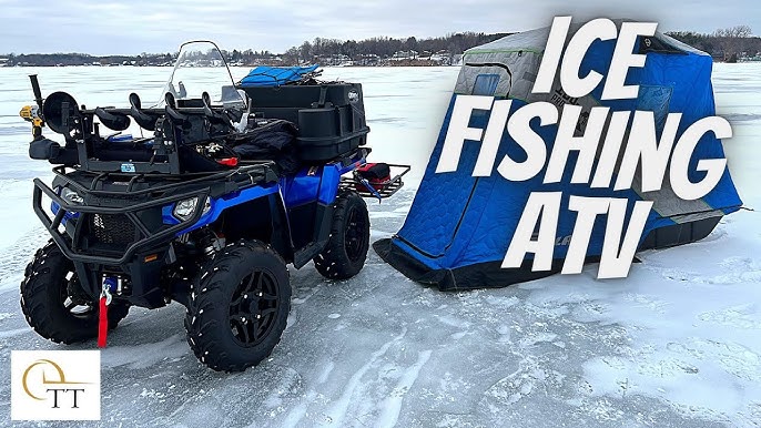 113 Ice Fishing ATV Setup Testing - ATV vs. Snowmobile - Chains vs
