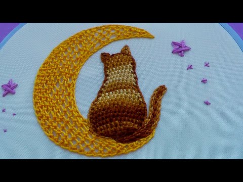 Вышивка лунный кот