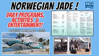 NCL JADE Daily Activities, Specials, Programs &amp; Entertainment! Norwegian Cruise Line
