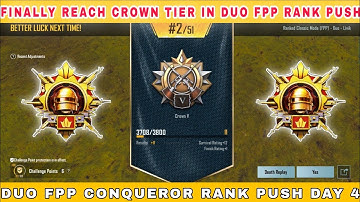 FINALLY REACH CROWN TIER IN DUO FPP RANK PUSH || DUO FPP CONQUEROR RANK PUSH DAY 4 |TIPS FOR DUO FPP