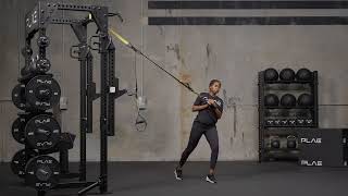Split Stance TRX Pallof Press with Far Foot Up Exercise