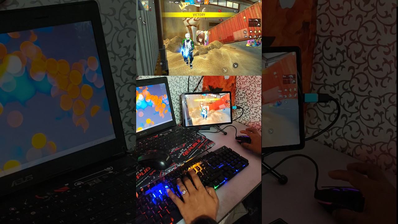 Pc❌mini mobile setup✅Free Fire Gaming Keyboard⌨️🖱📱Mix Pro Geek Gamer 