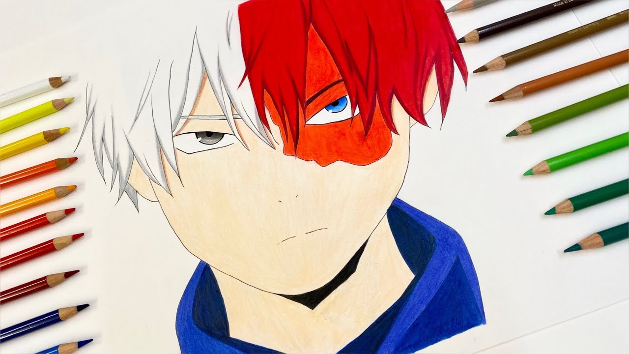Drawing TODOROKI with Colored Pencils! - YouTube