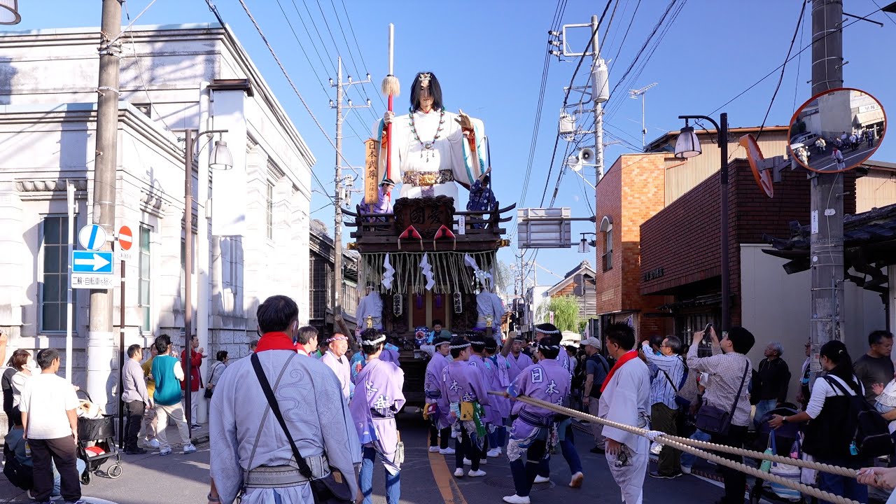 佐原の大祭2024秋　北横宿区　中日曳き廻し　忠敬橋〜香取街道、旧風月堂前でのの字廻し