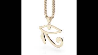 EYE OF HORUS GOLD NECKLACE PENDANT FRANCO BOX CHAIN