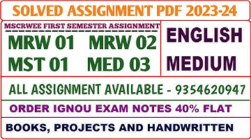 MSCRWEE Solved assignment 2023-24 /  MSCRWEE Assignment / Mrw 01, 02, Mst 01, Med 03 Assignment