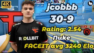 jcobbb (30-9) Rating: 2.54 (Nuke) | FACEIT avg 3240 Elo | Feb 4, 2026 #faze #jcobbb