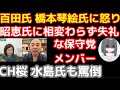 保守党百田代表が橋本琴絵氏に怒り、二人の関係に亀裂！相変わらず昭恵氏に失礼な保守党メンバー！チャンネル桜の水島氏も保守党メンバーを激しく罵倒！