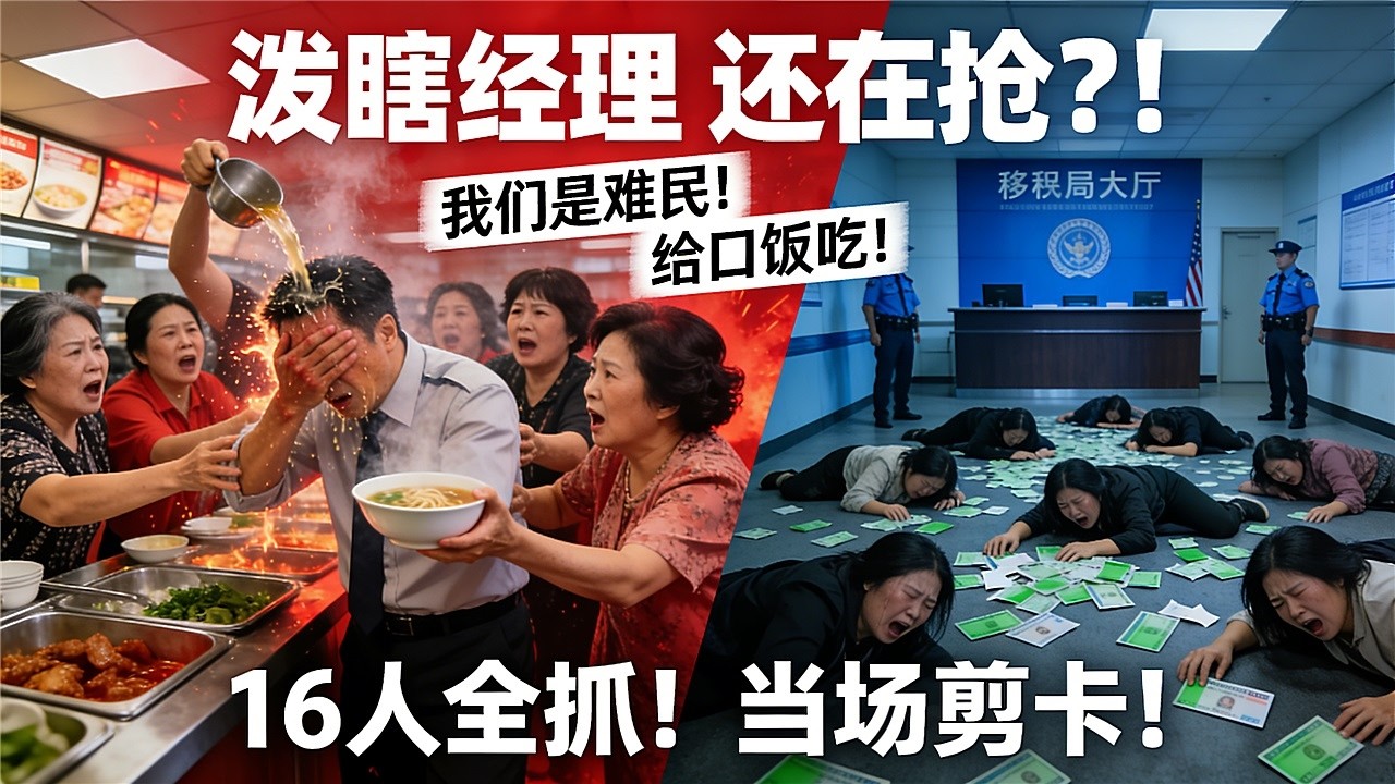 16名'难民'大妈在澳洲龙虾自助疯狂打包，热汤泼瞎经理眼睛！警察一搜包里竟有3把豪宅钥匙，全家绿卡当场剪碎，哭晕在移民局！