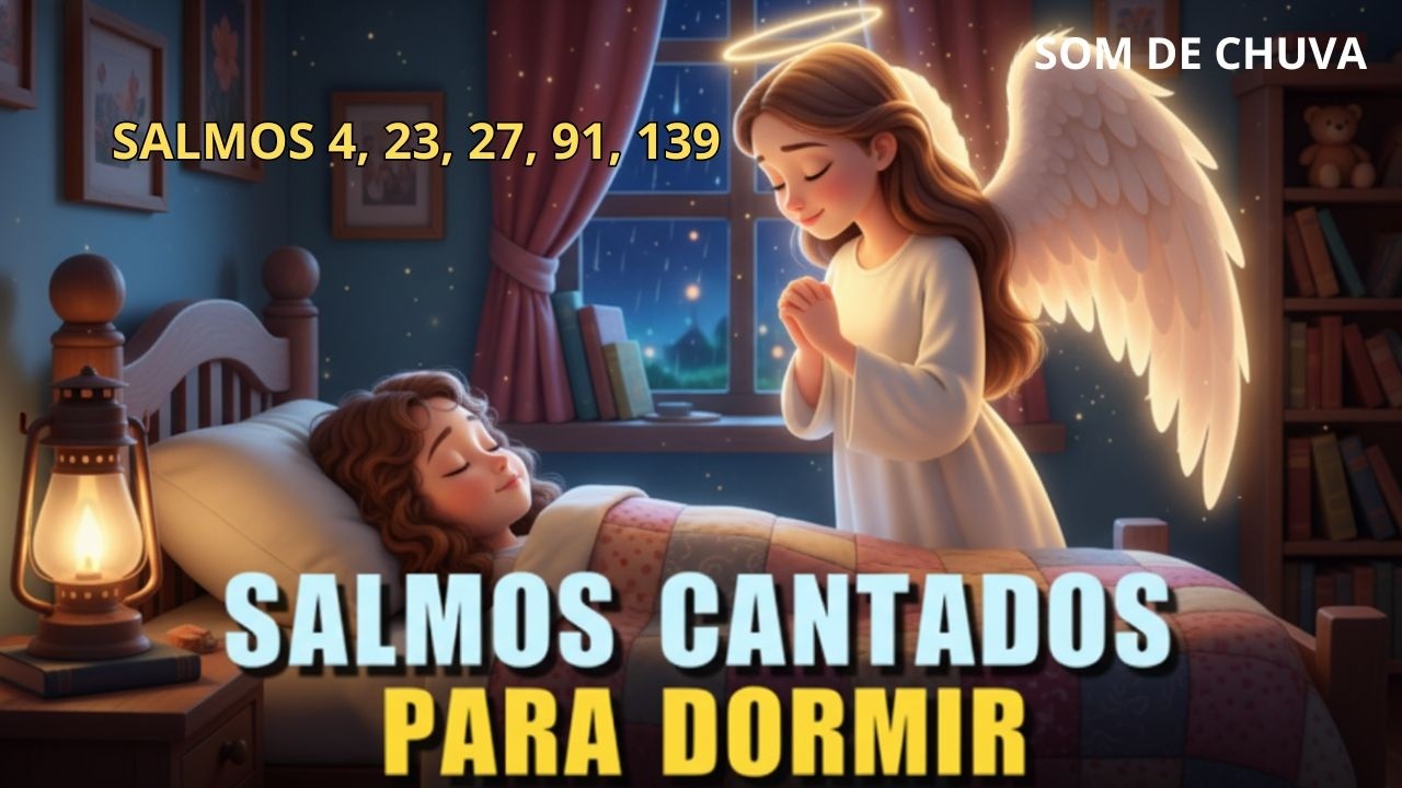 ✅ Salmos Cantados Para Dormir em Paz 🌙 Salmos 4, 23, 27, 91 e 139 | Sono Profundo com Som de Chuva
