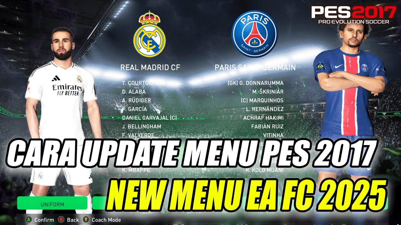 CARA UPDATE PES 2017 NEW MENU EA FC 25 - PES 2017 PC GAMEPLAY - YouTube