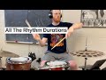 Change the rhythm in your right hand to build better timing on the drums