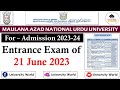 Manuu 21 June 2023 Entrance Exam || Manuu Admission Entrance Exam 2023 || @UniversityWorld