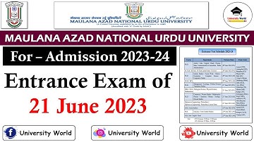 Manuu 21 June 2023 Entrance Exam || Manuu Admission Entrance Exam 2023 || @UniversityWorld