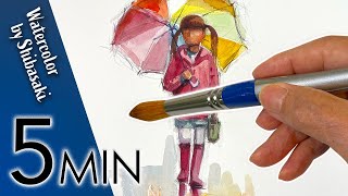 [Eng sub] 5min Easy Watercolor | How to Draw a Figure “girl” | Painting Lesson Step by Step