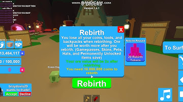 REBIRTHING FOR THE FIRST TIME IN ROBLOX MINING SIMULATOR!