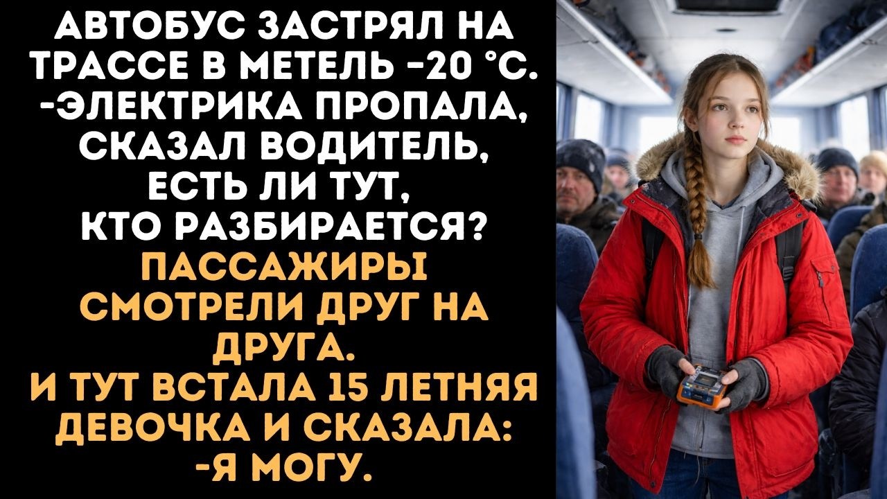 Автобус застрял на трассе в метель −20 °C.-Электрика пропала, сказал водитель, есть ли тут,