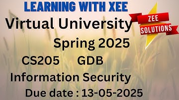CS205 Information Security GDB Spring 2025 Virtual University of Pakistan