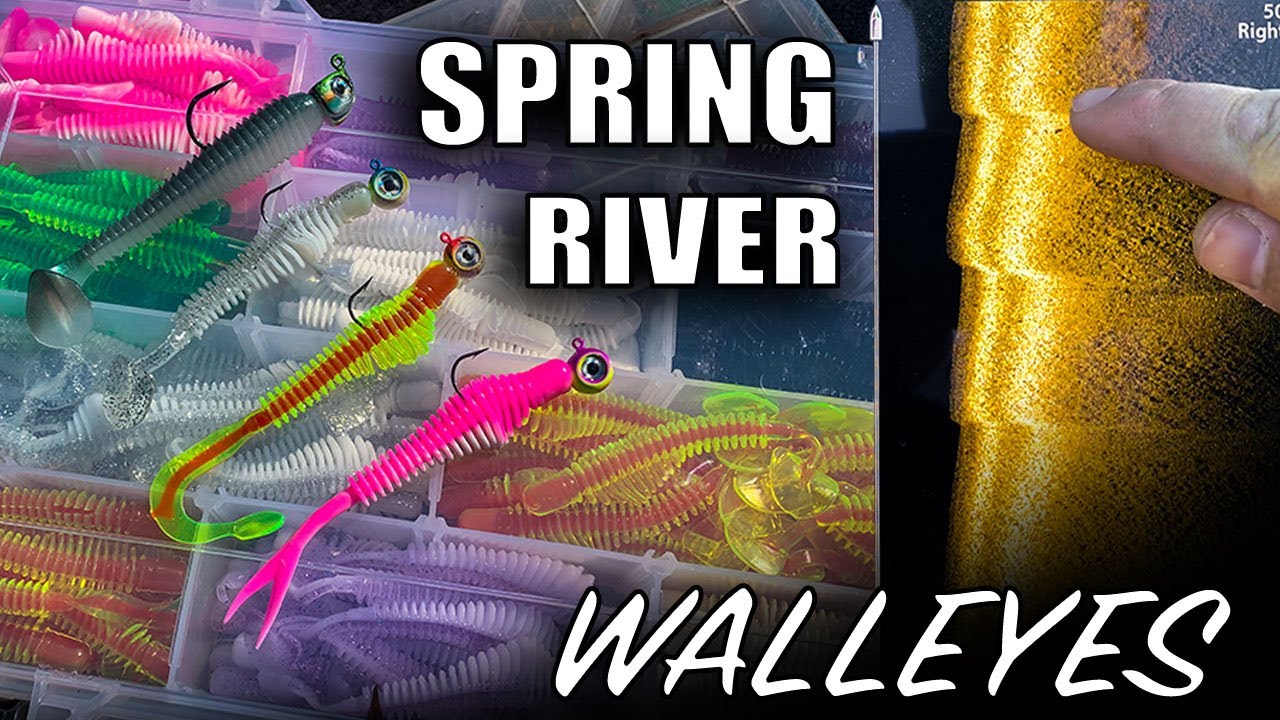 Best jig + plastics for spring RIVER walleyes (🎯 bonus locations) 