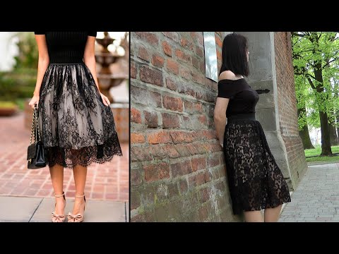 black stitching lace dress