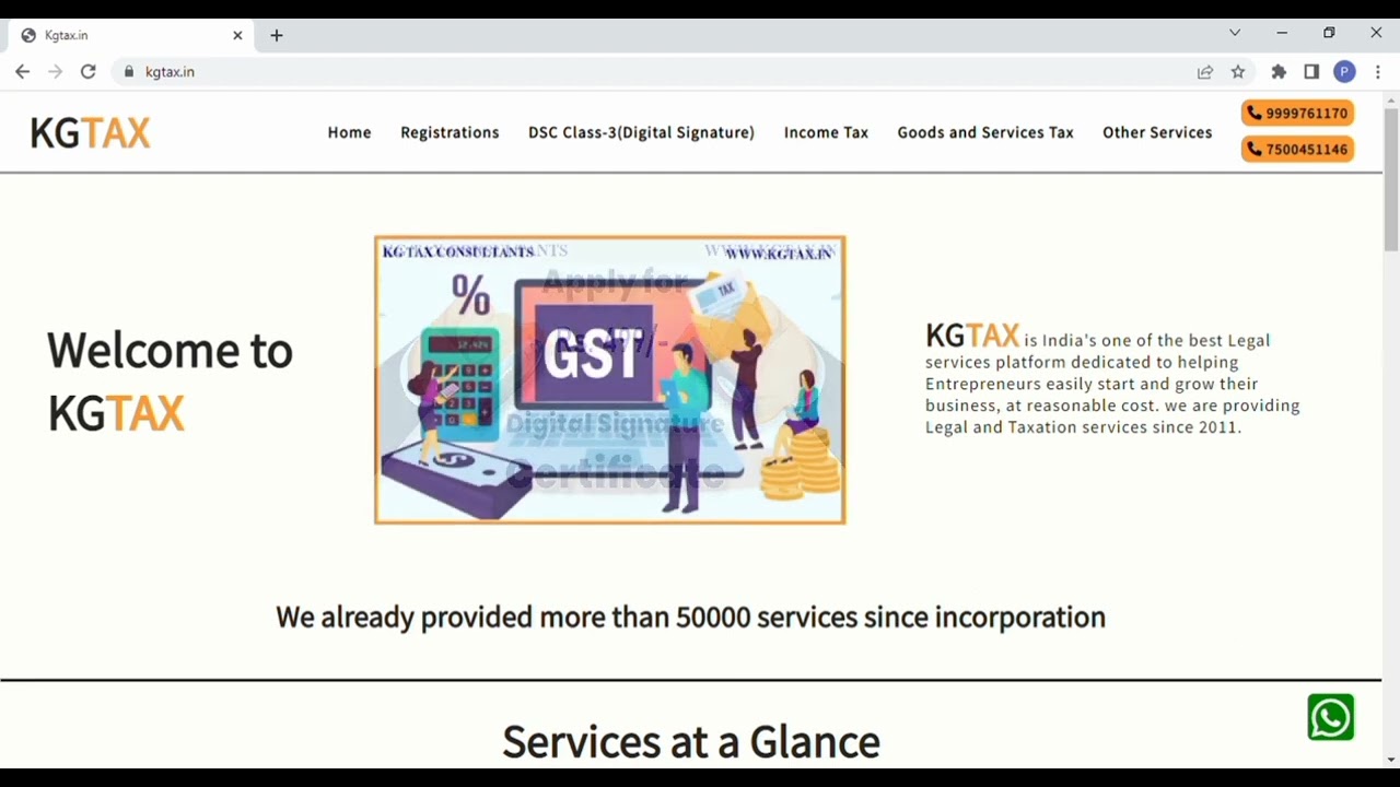 Kg Tax Consultants DSC class 3, Ad Code registration, Trademark Registration, IREPS tender process