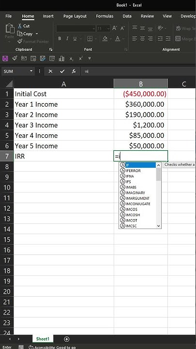 How to use the IRR Function #Shorts Microsoft Excel Tutorial #howto ...