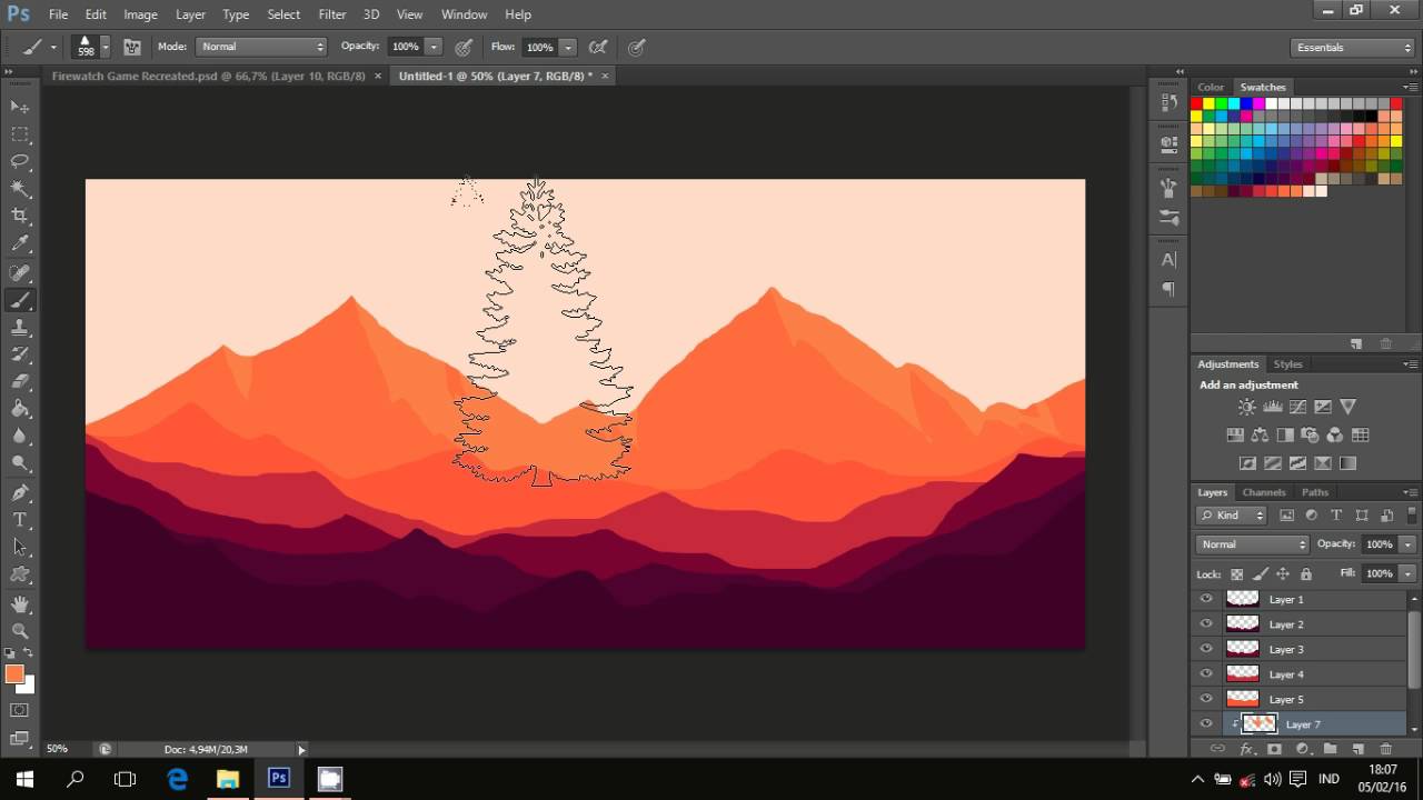 Tutorial Photoshop Membuat Gambar Pemandangan Ala Game Firewatch