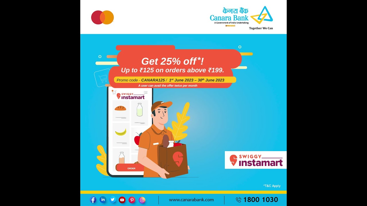 Shop Smart with Swiggy Instamart and Canara Bank Mastercard Debit Card | Avail Exciting Discounts!