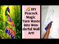 Beautiful Peacock Wall Hanging | Easy Craft Using Satin Ribbon &amp; Glitter Sheet /DIY Room Decor