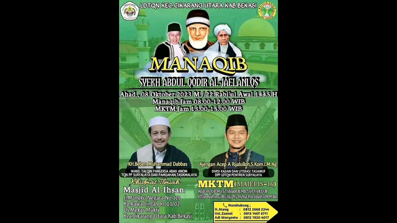 Khidmat Ilmiah Manaqib TQN Suryalaya | KH Beben Muhammad Dabbas | Masjid Al Ihsan Cikarang Utara