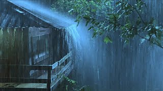🔴Sleep Instantly Within 3 Minutes with Heavy Rain & Thunderstorm on a Wood House in the Mountain