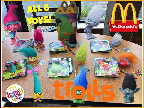 TROLLS Movie MCDONALDS Happy Meal Toys November 2016 ALL 6 TOYS