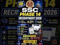 SSC Phase 14 Recruitment 2026 is here! 📢Apply now for 10th, 12th &amp; Graduate posts.#ssc#govtjobs