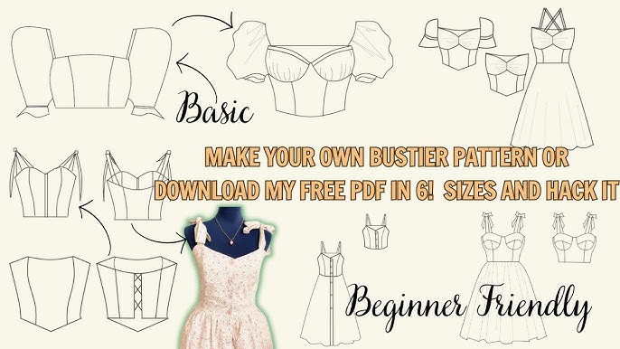 Create Your Own Bustier Pattern Download Free PDF Pattern in 6 Sizes and Hack it into 8 Styles - YouTube create-your-own-bustier-pattern-download-free-pdf-pattern-in-6-sizes-and-hack-it-into-8-styles-youtube