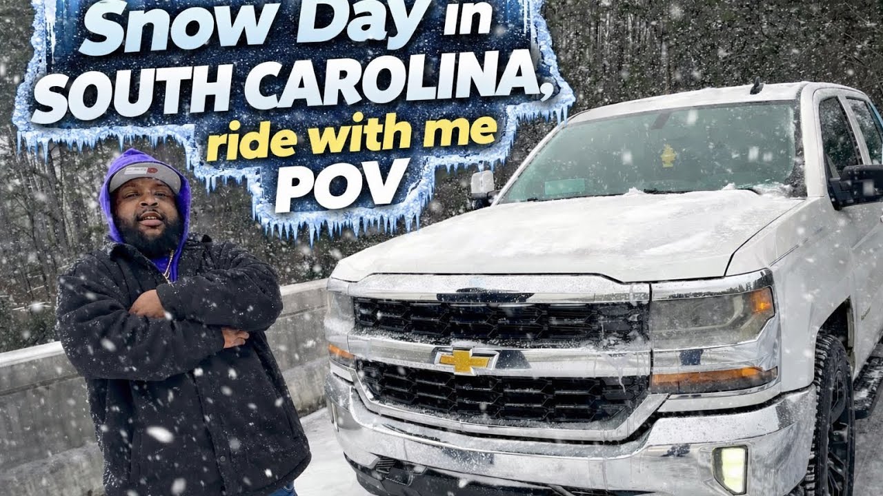 Снежный день в Южной Каролине: Поездка со мной (вид от первого лица)
