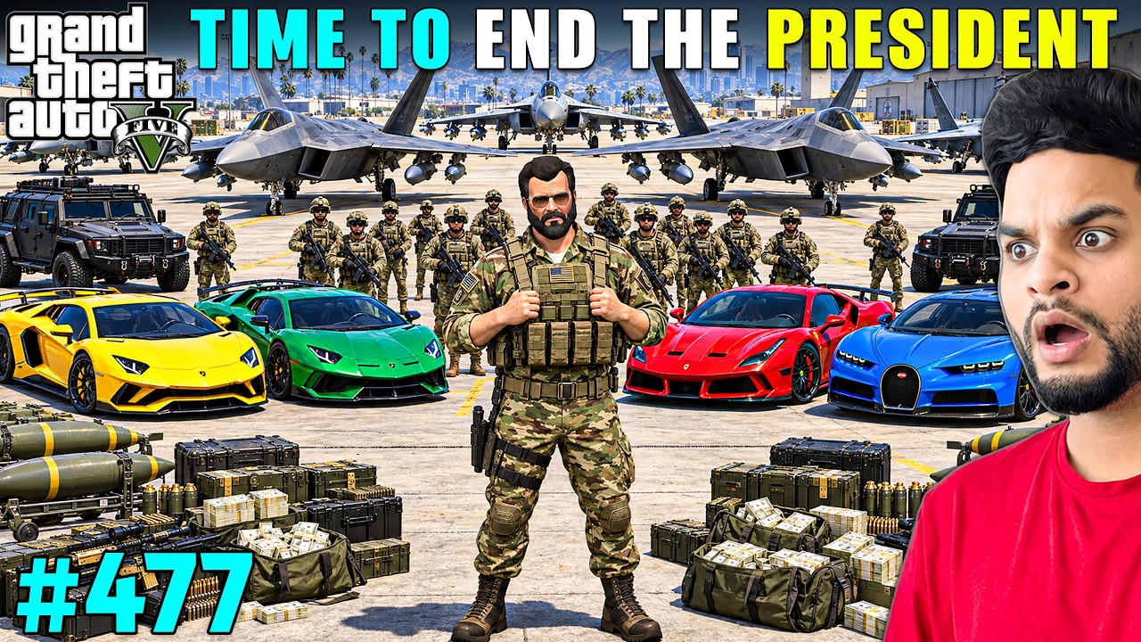 MICHAEL JOINED MILITARY TO END PRESIDENT OF LOS SANTOS | GTA 5 GAMEPLAY #477 | GTA V