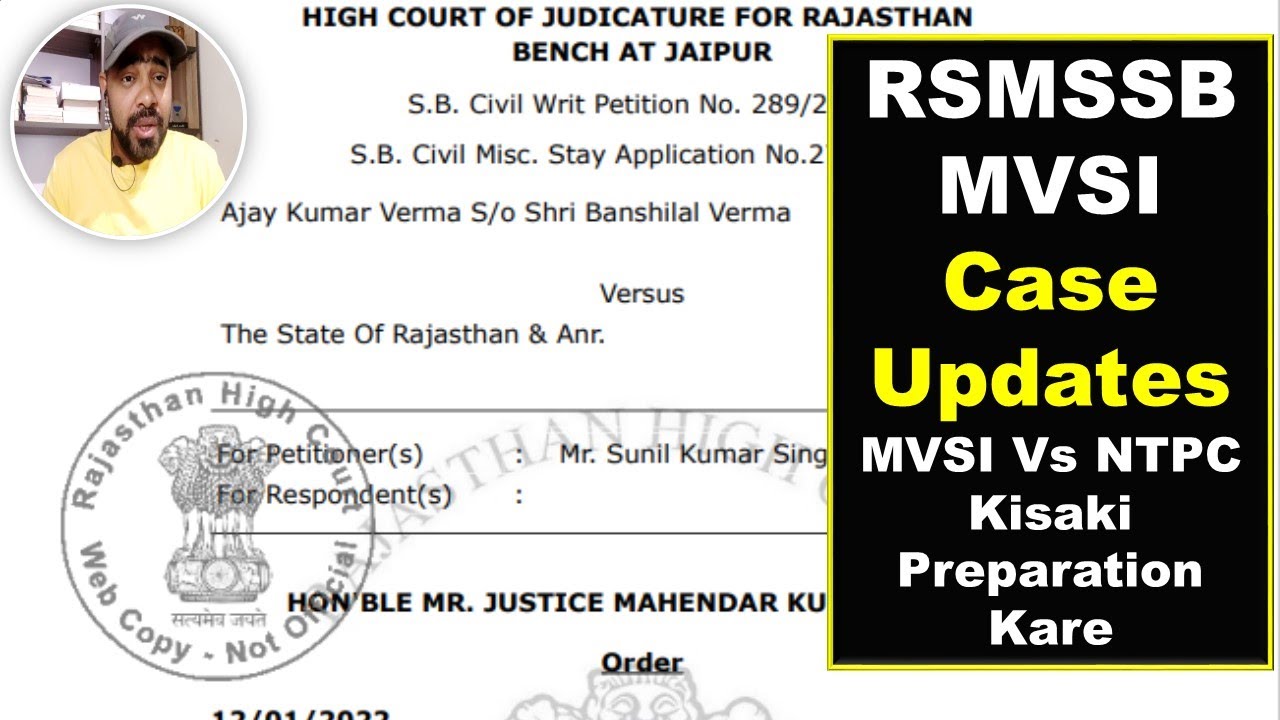 Case Updates I Petition On Rajasthan MVSI I RSMSSB Motor Vehicle Sub-Inspector Recruitment-2021