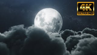Moonlight Cloudscape Background Loop: Motion Graphics Satisfying Relaxing Animation