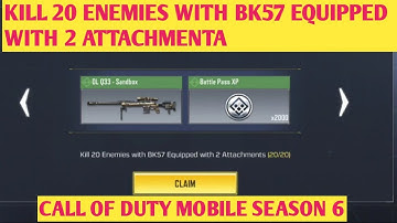 KILL 20 ENEMIES WITH BK 57 EQUIPPED WITH 2 ATTACHMENTS ELITE MARKSMAN CALL OF DUTY MOBILE COD MOBILE