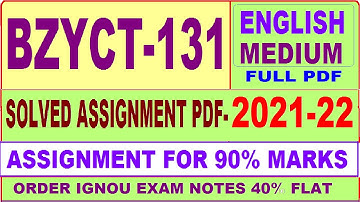 bzyct-131 solved assignment 2021-22 / bzyct 131 solved assignment in English / ignou bzyct 131