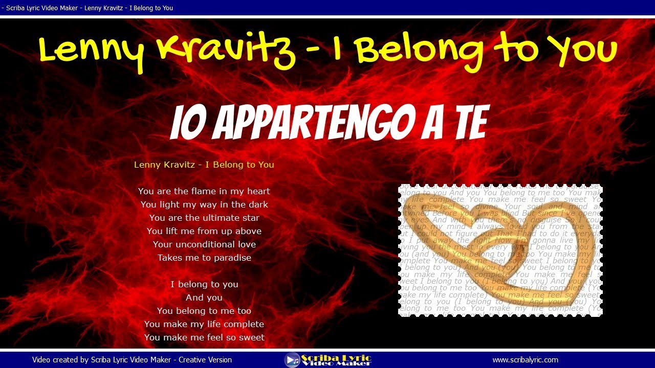 Lenny Kravitz I Belong To You Lyrics Lyric Video Testo Italiano