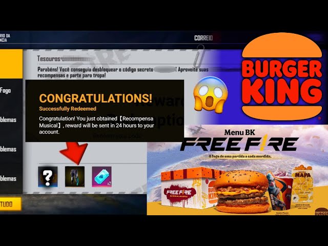 NOVO CODIGUIN CALÇA ANGELICAL E DINO, PARCERIA BURGER KING E FREE FIRE,  COMO FUNCIONA?? 