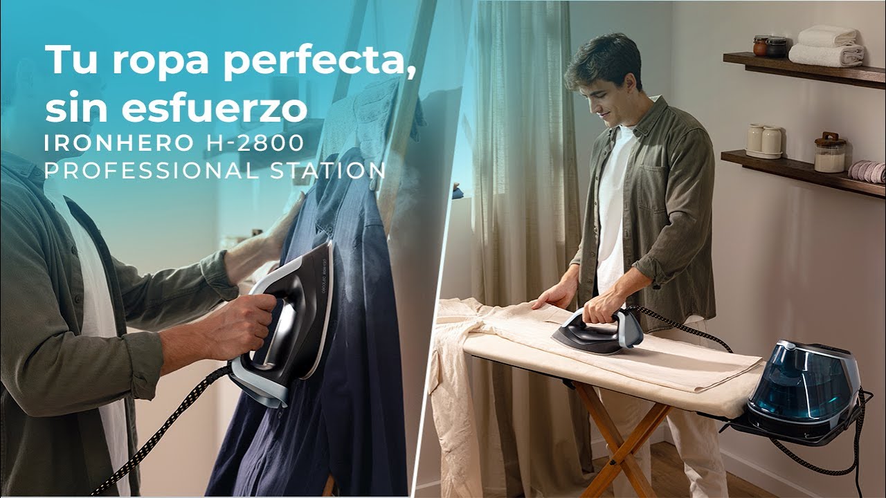 Centro de planchado vertical IronHero H-2800 Professional Station de 2800 W con suela cerámica.