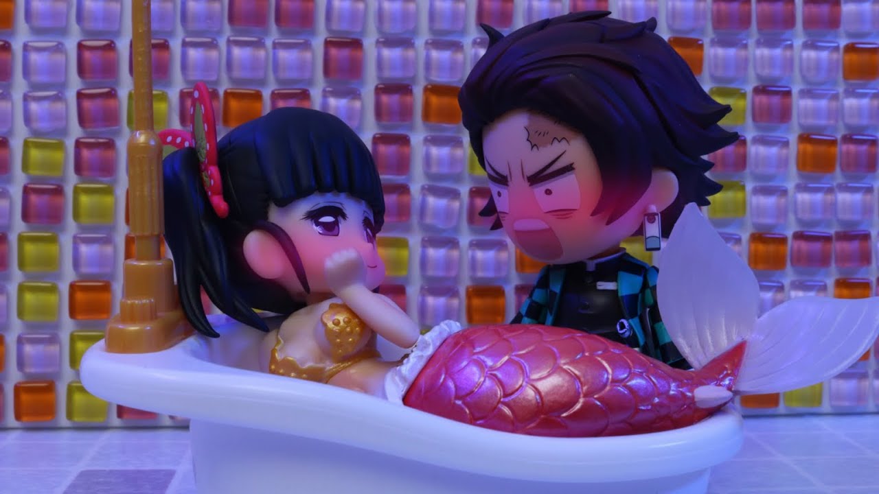 人魚のカナヲちゃんをお風呂に入れる炭治郎【鬼滅の刃】【コマ撮り】【ねんどろいど】