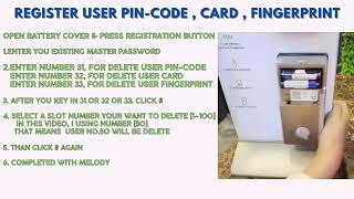 KEYWE Damian door & gate lock how to delete user pin-code,card,fingerprint ? [programming video]