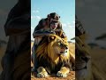 monkey and lion fun #fry #fun #animals #lion #monkey #viral #shorts #sabcribe