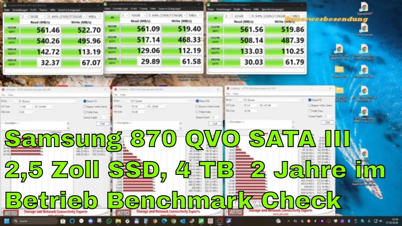 Samsung 870 QVO SATA III 2,5 Zoll SSD, 4 TB  2 Jahre im Betrieb Benchmark Check